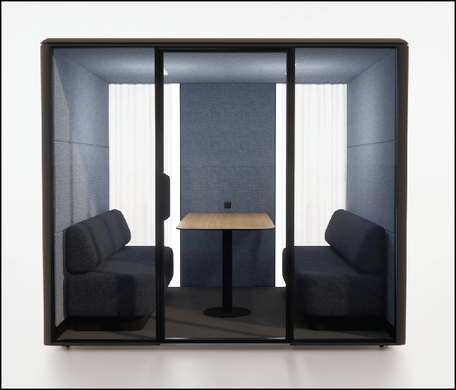 QUBIQ Room-1: Optional sheer curtain at the back