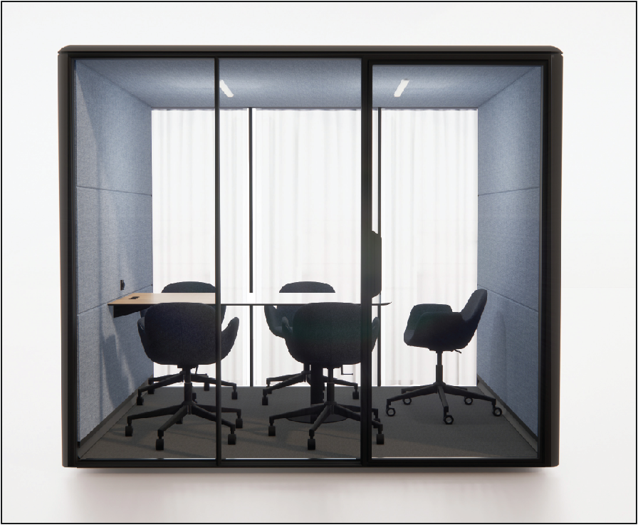 QUBIQ Room-2: Optional sheer curtain at the back