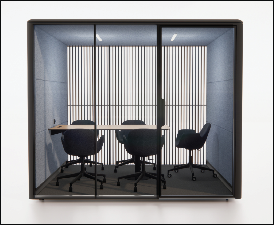 QUBIQ Room-2: Optional privacy blinds at the back